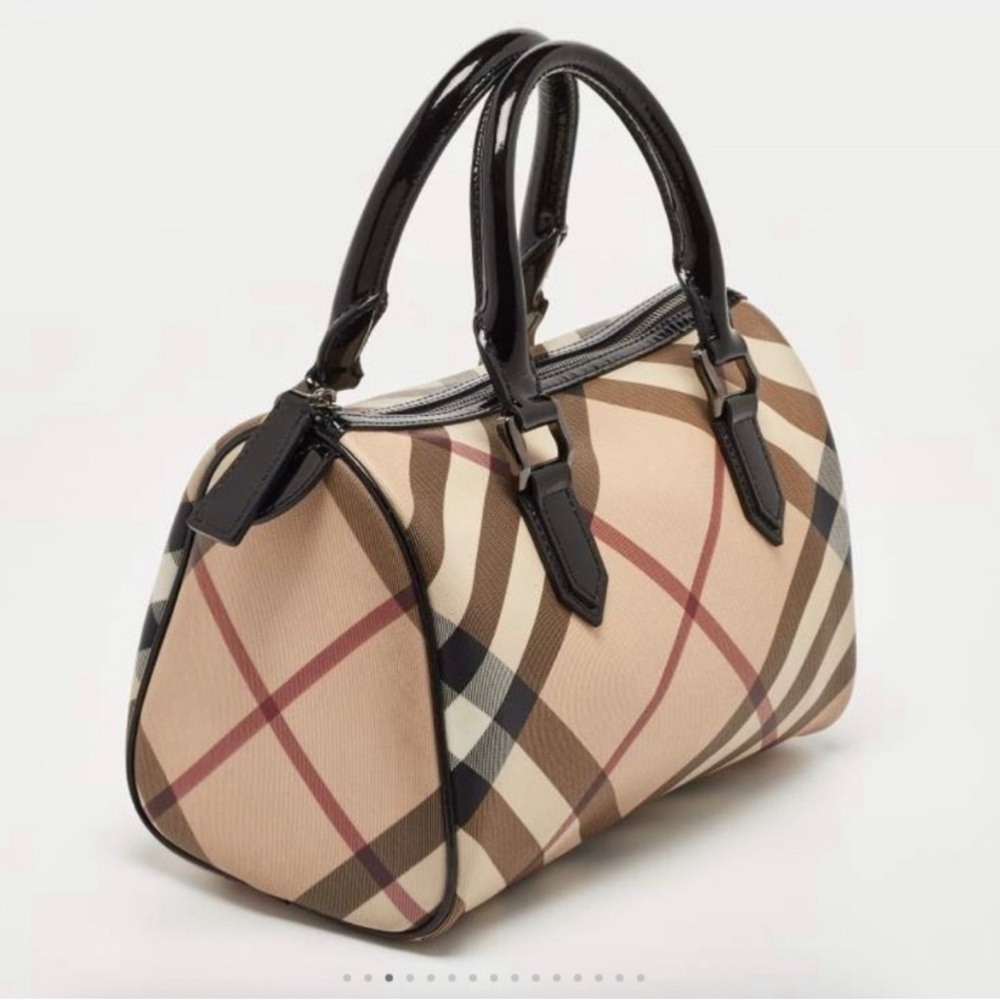 Burberry Beige/Black Nova Check PVC and Patent Leather Chester Bag